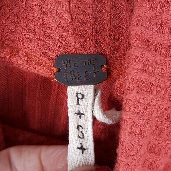 WE THE FREE PEOPLE Womens Top Small Mauve Pullover Tunic Cowl Neck Waffle Knit - Picture 2 of 7